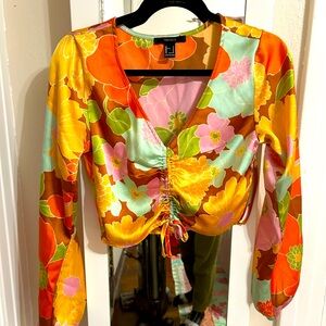 70’s cropped long sleeved blouse. Size small